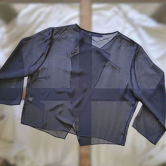 Jacques Vert black sheer chiffon shawl wrap jacket - Picture 4 of 11